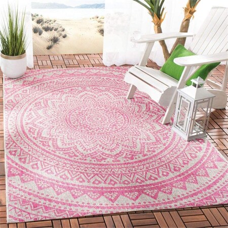 Safavieh 5 ft. 3 in. x 7 ft. 6 in. Courtyard Bohemian Rectangle Rug - Light Gray & Fuchsia CYH8734-39712-5